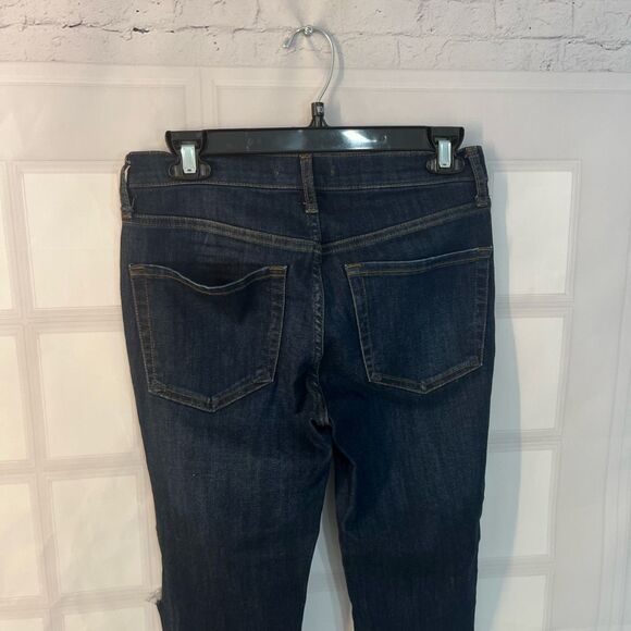 🔥🔥5 for $25🔥🔥Free People Blue Ripped Knee Cropped Dark Wash Skinny Jeans Size 27 - Picture 6 of 12